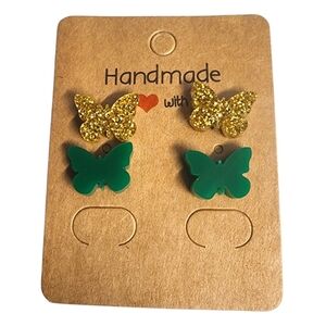 Glimmerleaf Flutter Acrylic Stud Earrings - 2 Pair